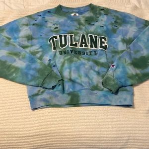 Women’s Tulane University Champion sweatshirt. Blue/Green.